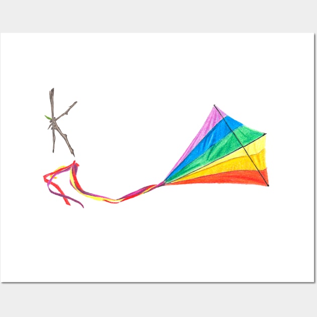 K for kite alphabet illustration Wall Art by DamiansART